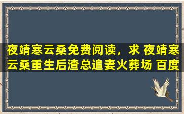 夜靖寒云桑免费阅读，求 夜靖寒云桑重生后渣总追妻火葬场 百度云资源,谢谢